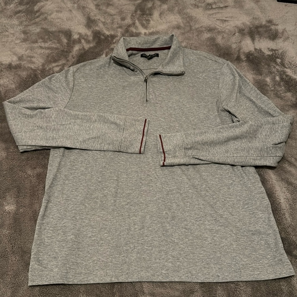 Banana Republic Mens Quarter Zip Pullover Gray Performance Stretch L